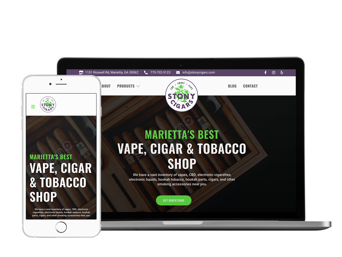 Stony Cigars Vape Shop Website Redesign 2