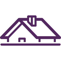 A logo for the industries sector featuring a house on a purple background.