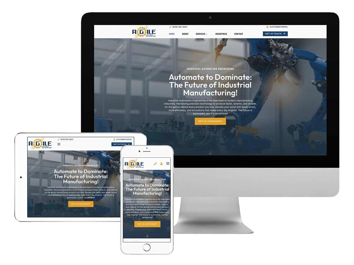 A responsive website design for a machine shop showcasing Agile Factory Automation.