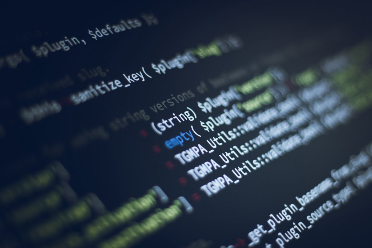 A close up of code on a WordPress computer screen.