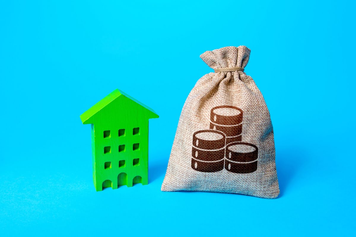 A small house on a blue background.