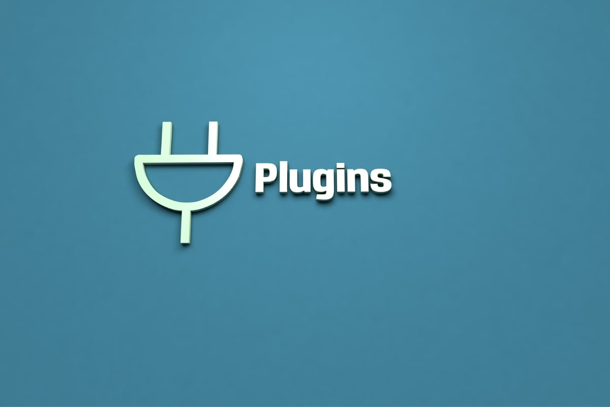 A blue background with the word "plugs" on it.