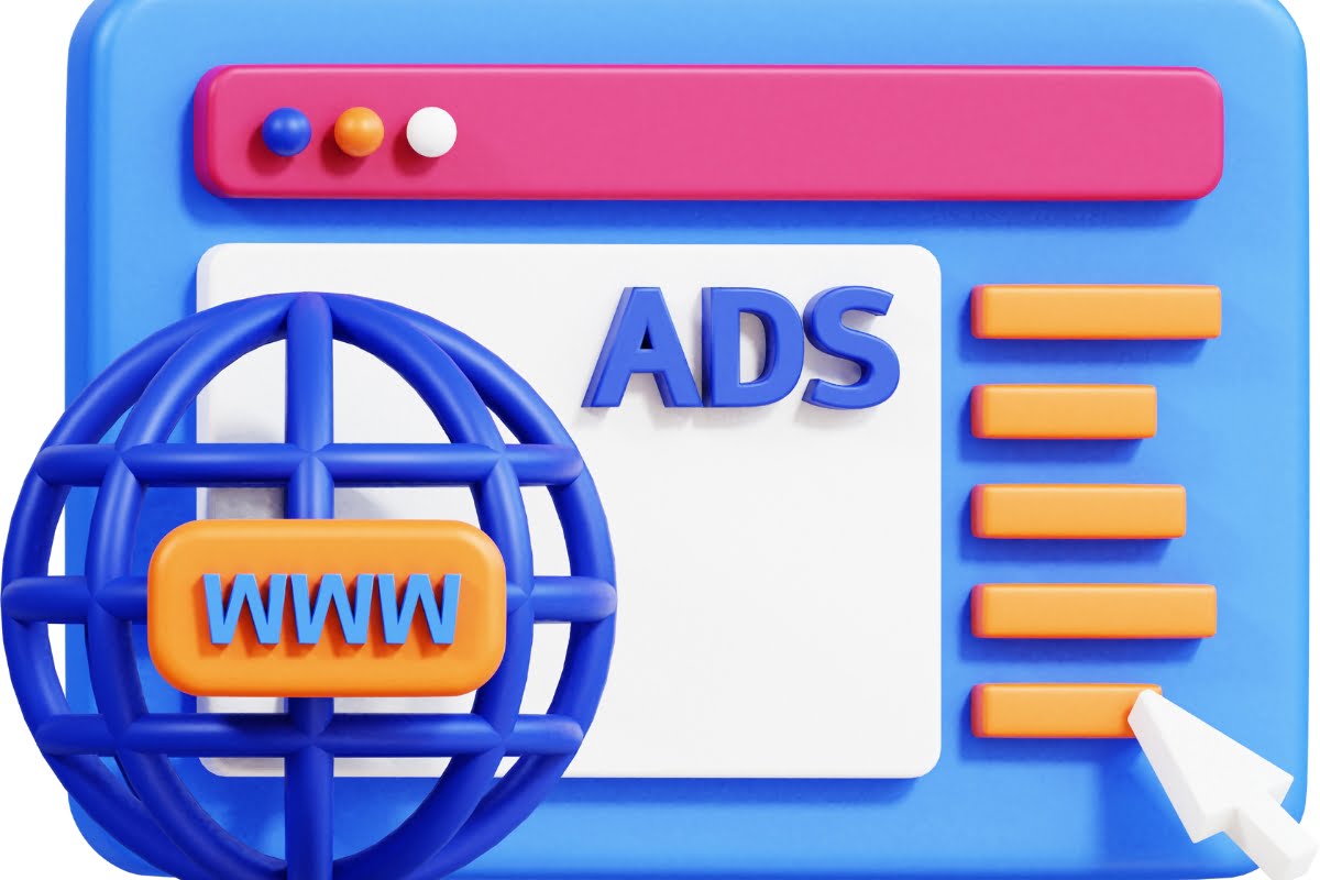 A blue and blue icon with the word ad on it representing local service ads.