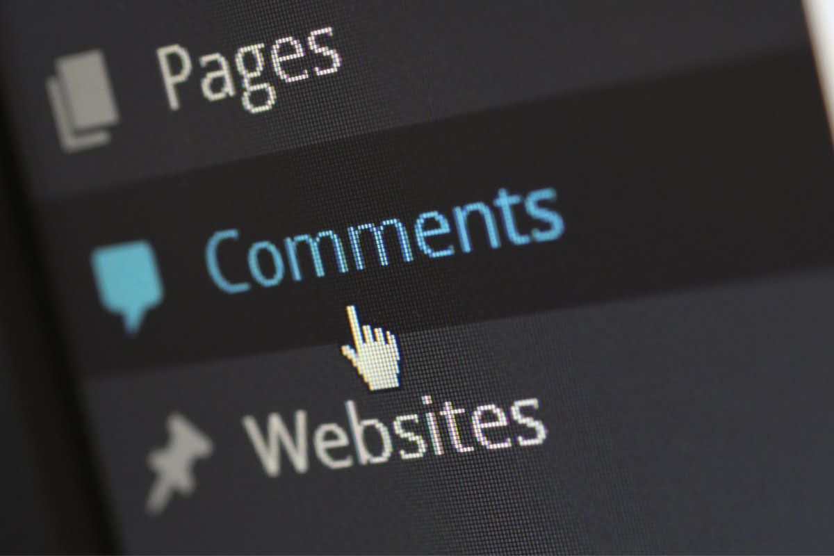 A WordPress CMS screen displaying pages, comments, and websites.