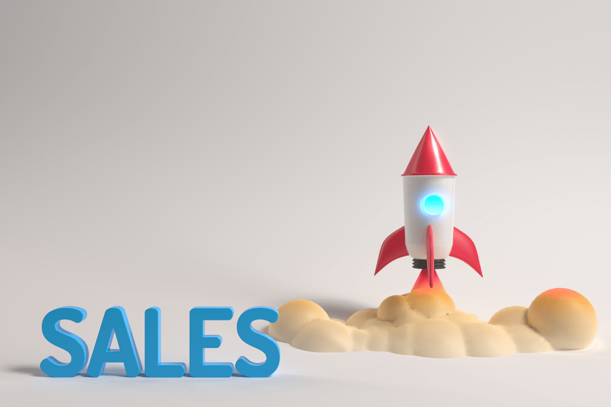 A 3D model of a sales-optimized rocket.