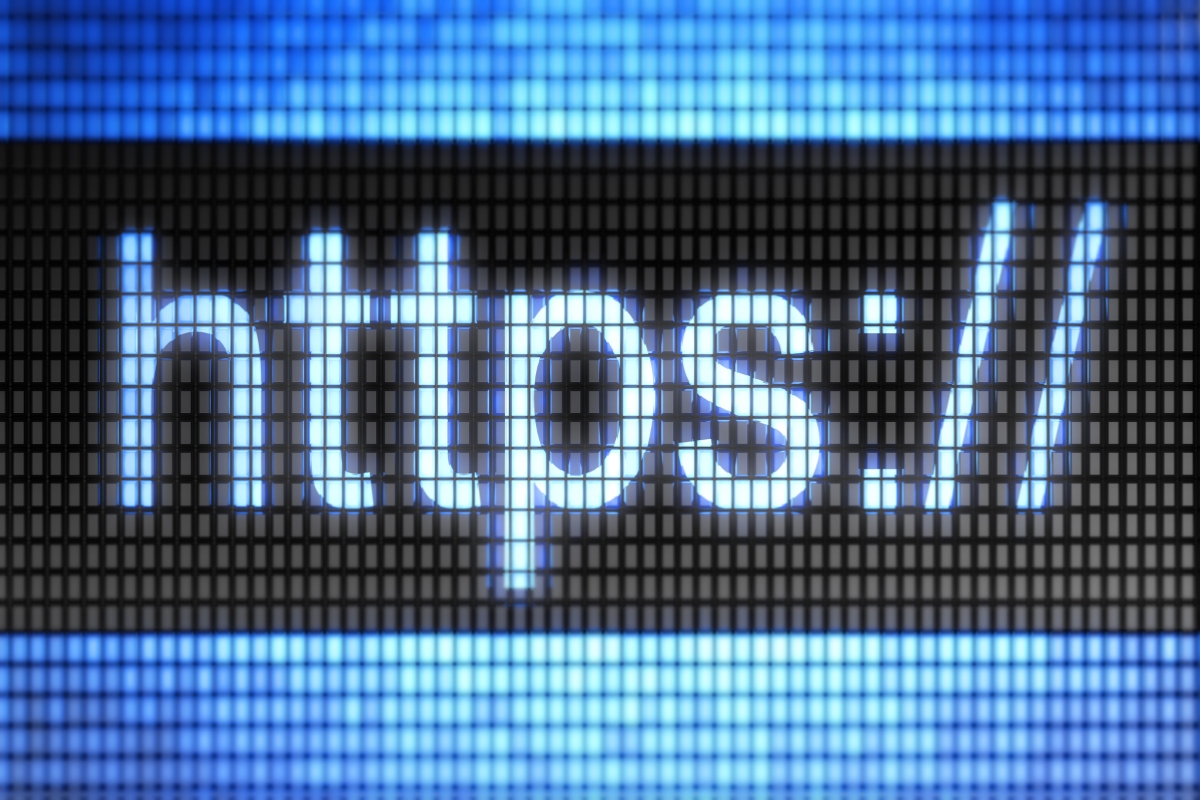 The word 'https' is displayed on a blue background.