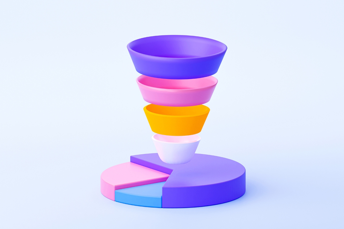 A colorful plastic cup featuring a slice of pie, perfect for conversion funnel marketing strategies.