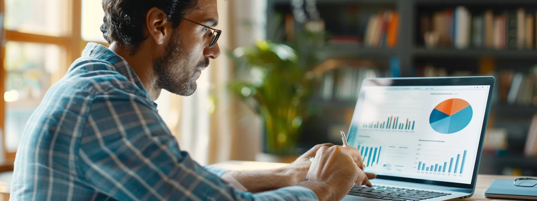 a small business owner comparing free and paid seo audit tools on a laptop screen.