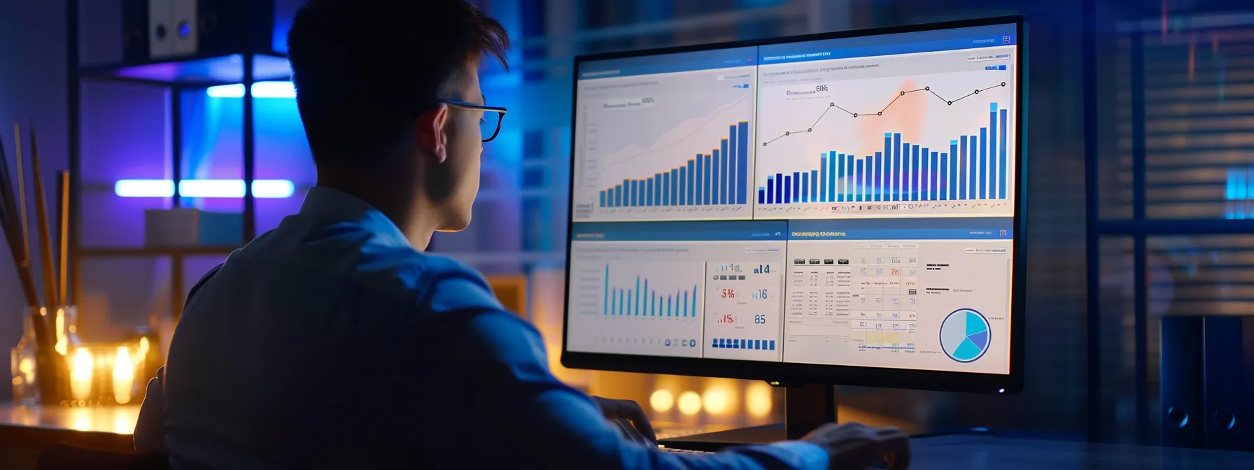 a person analyzing a detailed dashboard showing website performance metrics to improve seo.