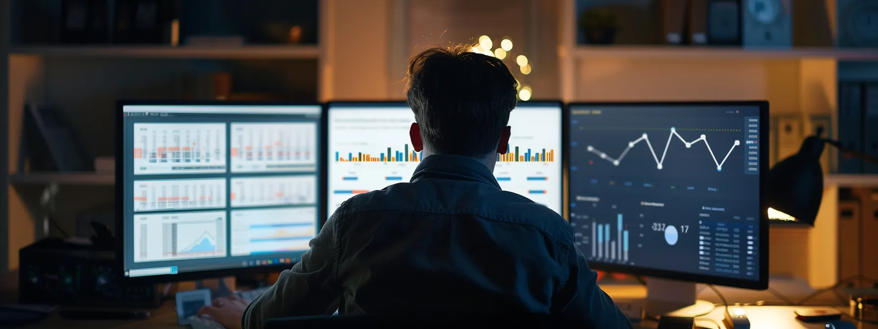 a person analyzing data on a computer screen showing automated email sequences and engagement rates.