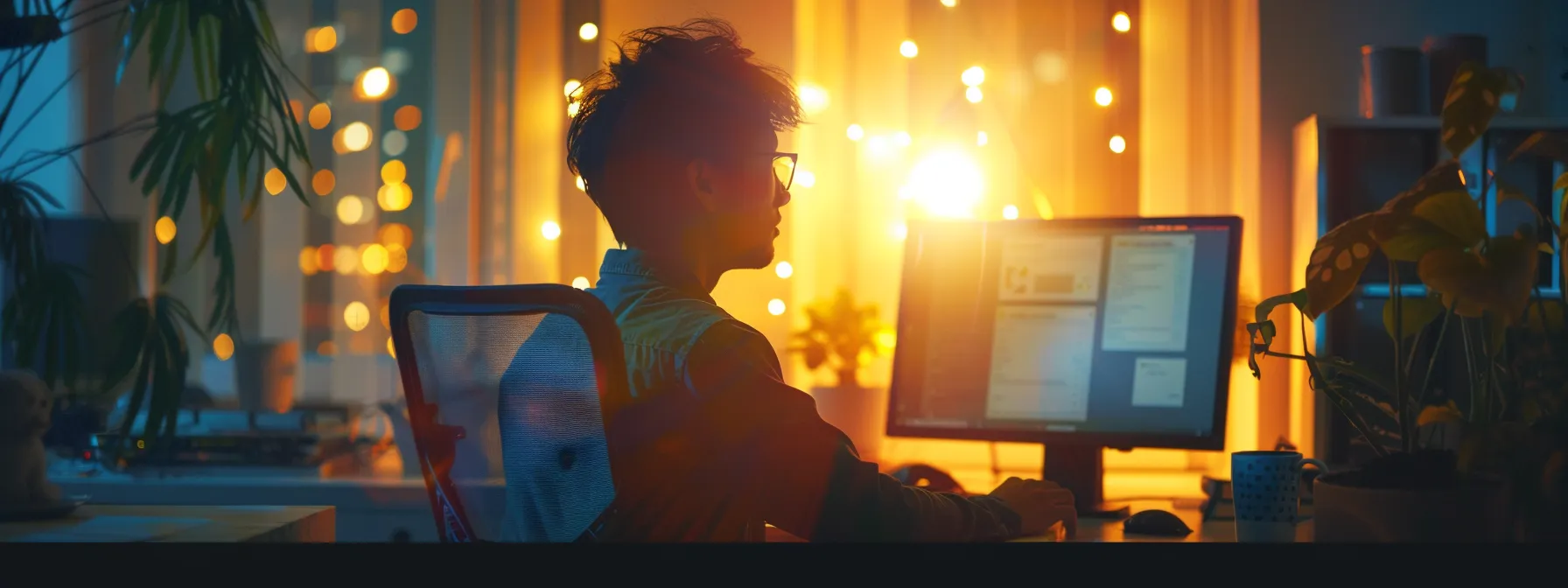 a person sitting at a computer, designing personalized email sequences for automated sales follow-ups using crm data.