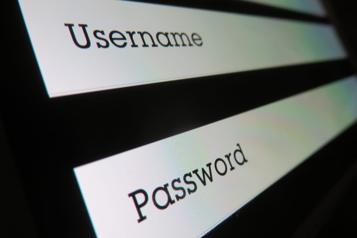 Close-up of a screen showing input fields labeled "Username" and "Password," emphasizing the importance of WordPress security best practices.