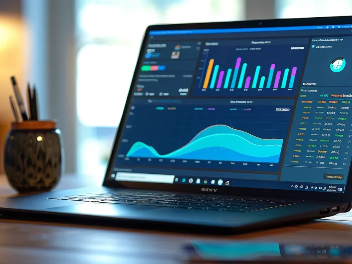 a laptop displaying a personalized content marketing automation dashboard.